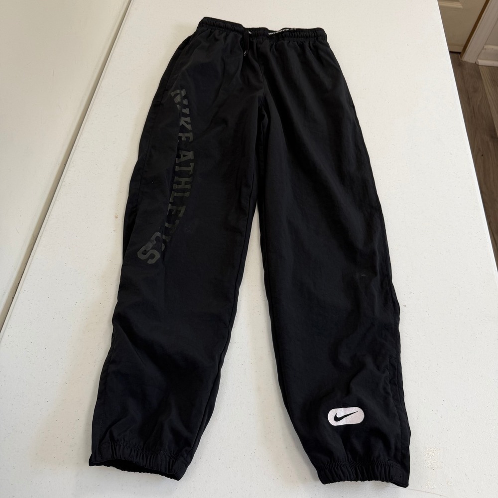 Nike Athletics Kids Black Track Pants Mesh Lined Zipper Cuffs Size L 7194
